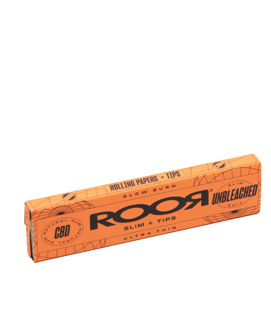 ROOR CBD Gum Unbleached Papers Slim Rolling Papers + Tips - Medicinal Greens